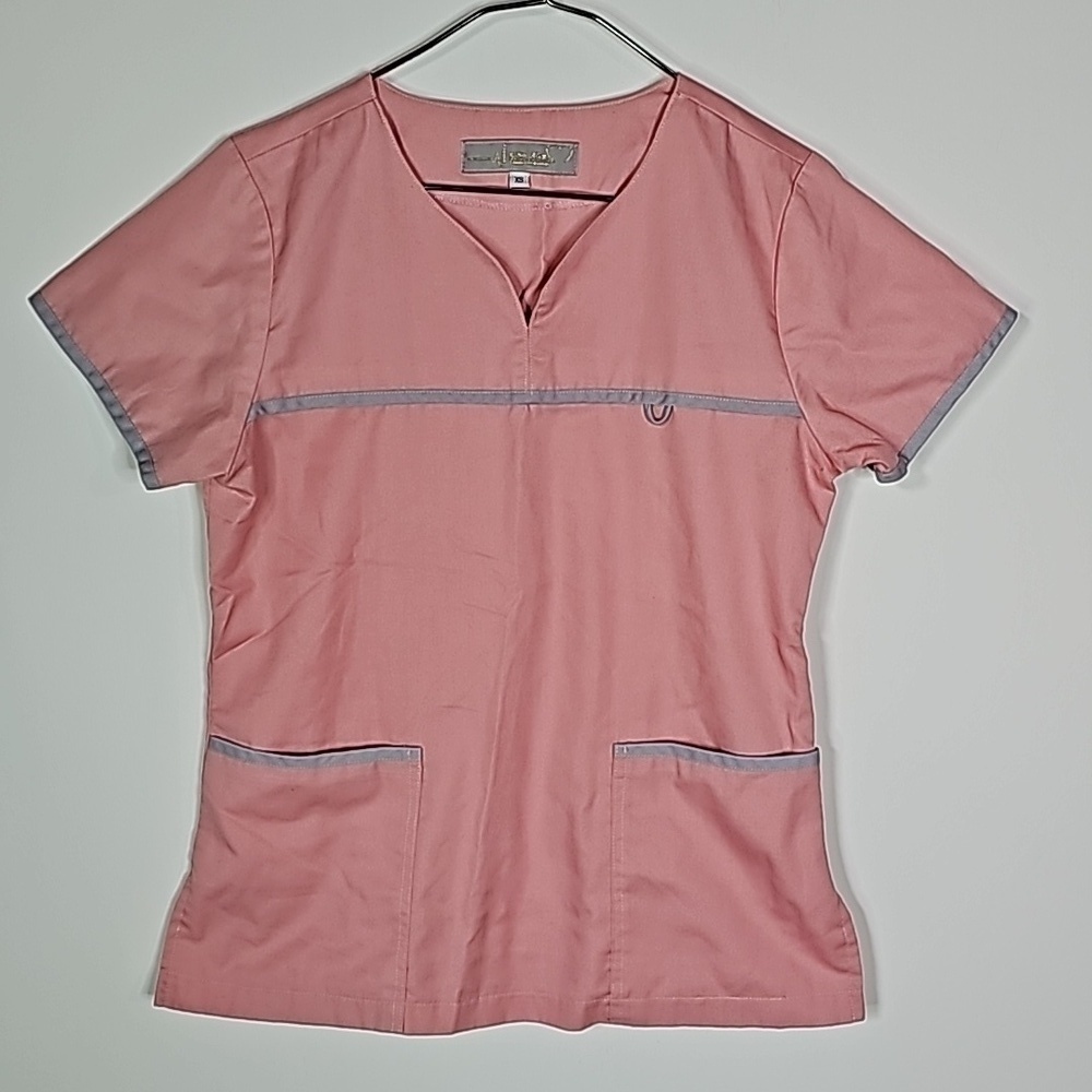 MED GLO xs pink scrub short sleeve shirt